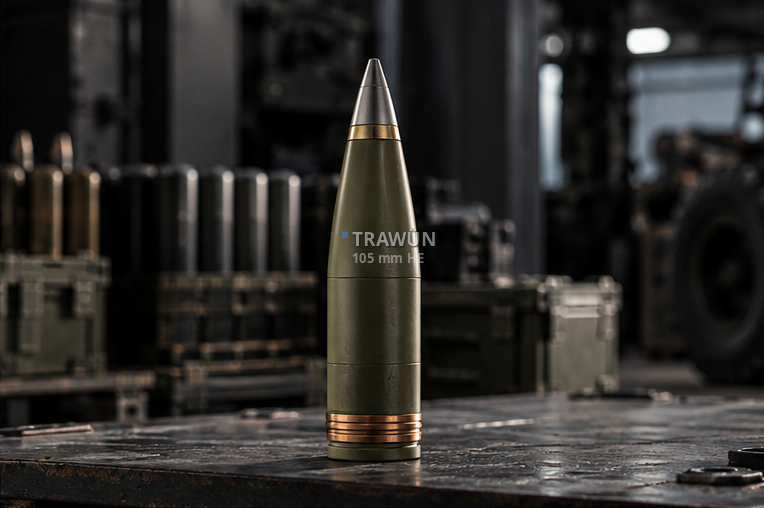 TRAWÜN 105 mm HE artillery ammunition, NATO-compatible where applicable