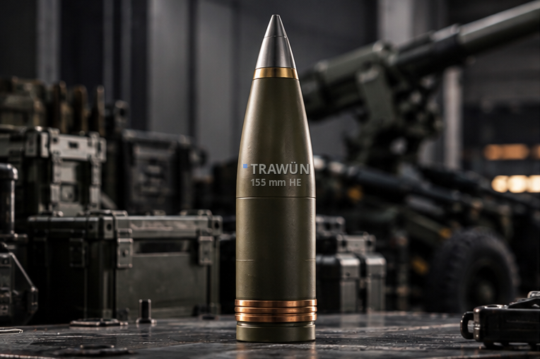 TRAWÜN 155 mm HE artillery ammunition, NATO-compatible where applicable